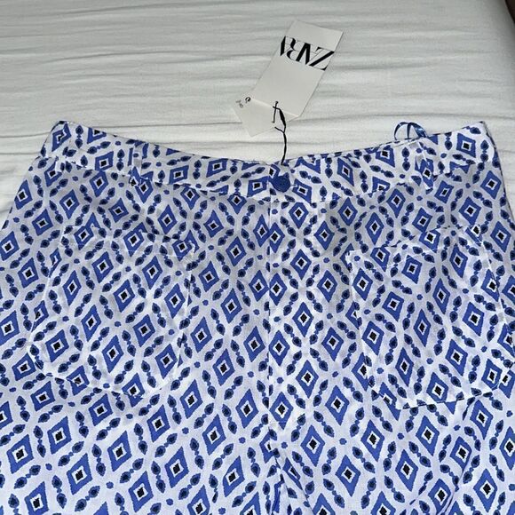 ZARA | Blue | PRINTED PANTS WITH POCKETS - Picture 8 of 9